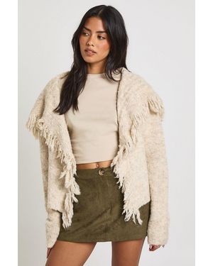 Boohoo Faux Suede Skort - Natural