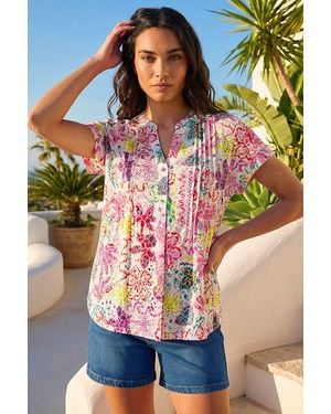 Roman Tropical Palm Burnout Shirt - Red