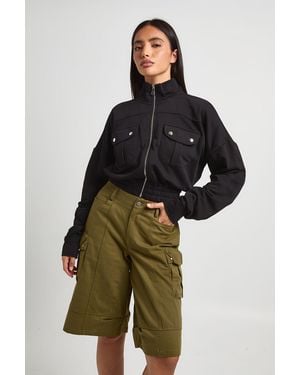 Boohoo Pocket Detail Bomber Jacket - Green