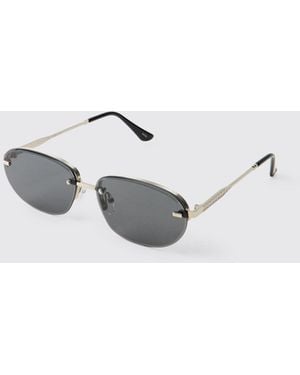 BoohooMAN Rectangular Rimless Tinted Sunglasses - White