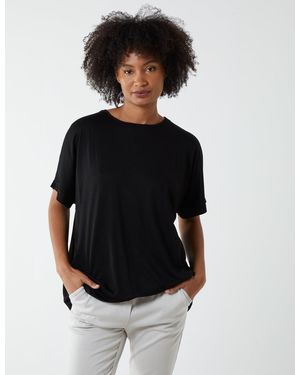 Blue Vanilla Butterfly Lace Back Top - Black