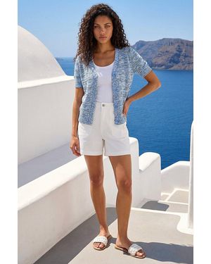 Roman Petite Space Dye Knit Cardigan - Blue