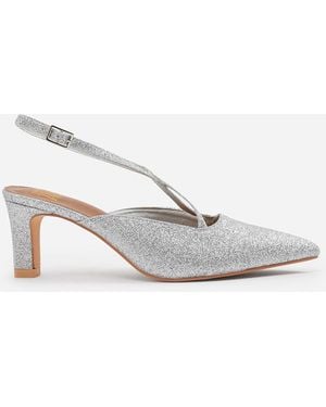Where's That From Wheres 'Penelope' Wide Fit Pointed Toe Low Block Heel With Cross Over Ankle Strap - White