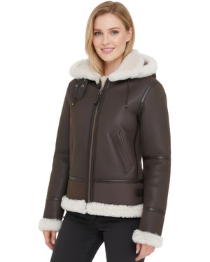 Infinity Leather Creck Hooded Sheepskin Flying Jacket-Orford - Black