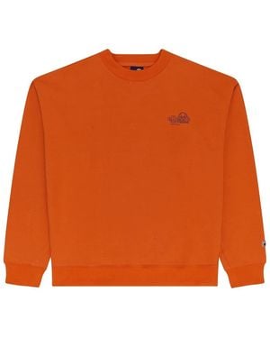 Ellesse Text Graphic Crew Neck Ribbed Collar Long Sleeve Sweatshirt - Orange