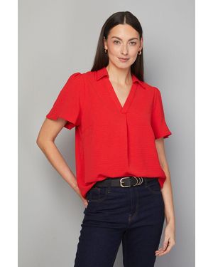 Wallis Short Sleeve Overhead Shirt - Red