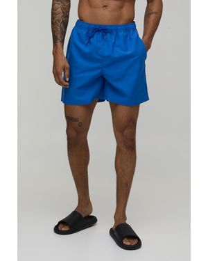 BoohooMAN Mid Length Bm Autograph Swim Short - Blue