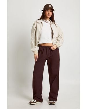 Boohoo Tall Chambray Drawcord Wide Leg Trousers - White