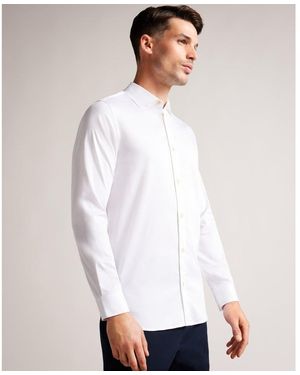 Ted Baker Bellow Long Sleeve Stretch Smart Shirt - White