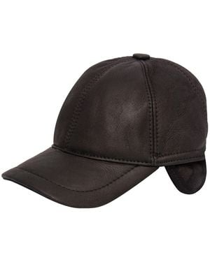 Infinity Leather Sheepskin Baseball Cap - Black