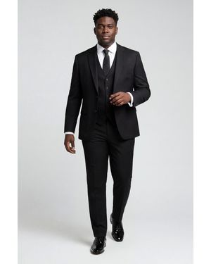 Carter & Jones Big & Tall Three Piece Tailored Fit Suit Viscose - Black