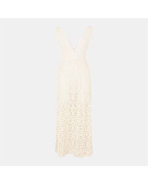 Amy Lynn Amylynn Crochet V-Neck Maxi A-Line Dress - White