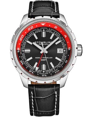 Stuhrling Global Voyager GMT World Timer Watch - Black