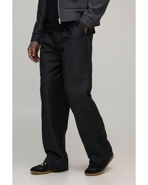 BoohooMAN Tall Pleat Front Wide Leg Tailored Trousers - Black
