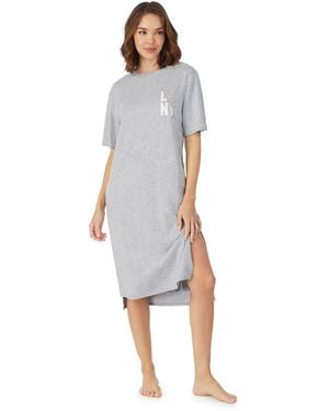DKNY Cotton Midi Sleepshirt, Marl - White