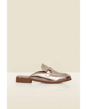 Sosandar Champagne Snaffle Trim Mule Loafer - Natural