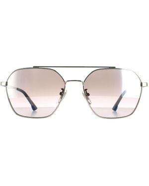 Police Aviator Shiny Palladium Smoke Mirror Spl771 Vibe 2 Metal (Archived) - Brown