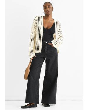 Gini London Open Knit Edge To Cardigan - White