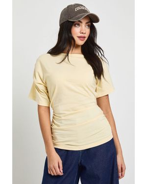 Boohoo Ruched Side Cinched T-Shirt - Blue