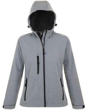 Sol's Ladies Replay Hooded Soft Shell Jacket (Breathable, Windproof And Water Resistant) Marl) - Blue