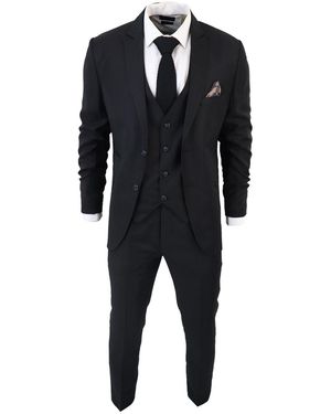 TruClothing Im1 Classic Plain 3 Piece Suit - Black