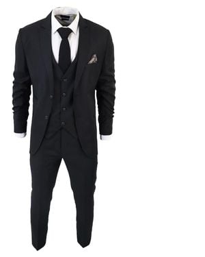 TruClothing Im1 Classic Plain 3 Piece Suit - Black