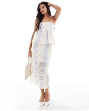 Object Lace Midi Skirt Co-Ord - White