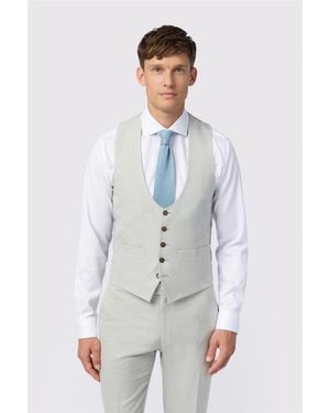 Antique Rogue Single Breasted Five Button V-Neck Slim Fit Suit Waistcoat - Grey