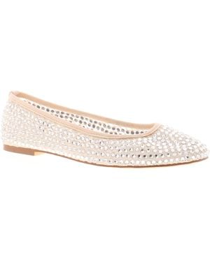 Platino Flat Shoes Ballerina Shine Slip On Cream - Black