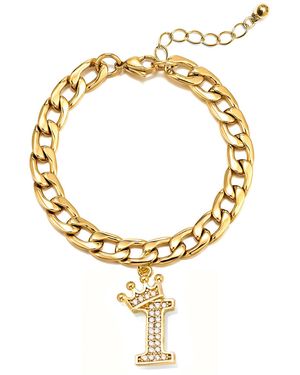 The Jewellery Stockroom Plated Crystal Letter Charm Curb Bracelet - Metallic