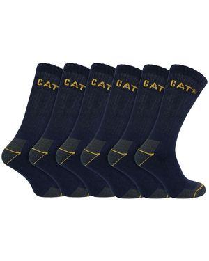 Caterpillar 6 Pack Heavy Duty Work Socks For Steel Toe Boots - Blue