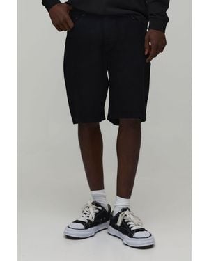 BoohooMAN Essential Relaxed Fit Denim Shorts - Black
