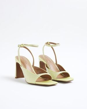 River Island Sandals Satin Diamante Heeled - White