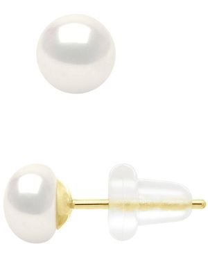 Ateliers Saint Germain Earrings Real Cultured Freshwater Pearls Button 5-6 Mm - White