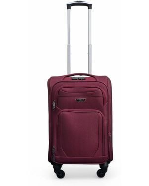 Infinity Leather Expandable Soft Shell Cabin Suitcase 50.5 X 37 X 26 Cm Luggage Suitable For Easyjet, Ryanair - Purple