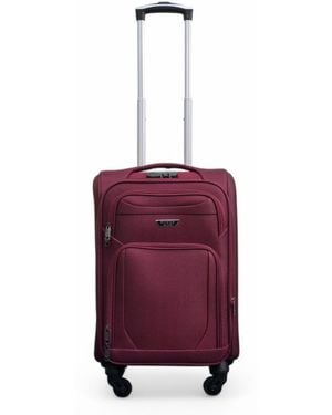 Infinity Leather Expandable Soft Shell Cabin Suitcase 50.5 X 37 X 26 Cm Luggage Suitable For Easyjet, Ryanair - Purple
