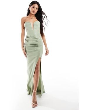 ASOS Premium Metallic Bandeau Maxi Dress With Extreme Neckline