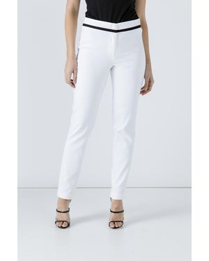 Conquista Fitted Trousers With Contrast Stripe - White