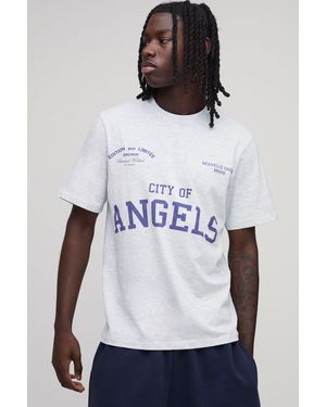 BoohooMAN Ash Regular City Of Angels T-Shirt Cotton - White