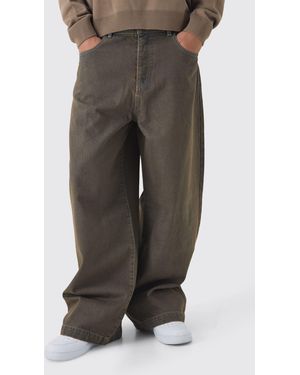 BoohooMAN Parachute Baggy Washed Jeans - Brown