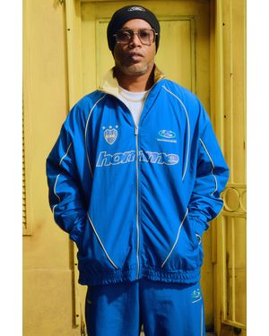 BoohooMAN Oversized Funnel Neck Nylon Track Top - Blue