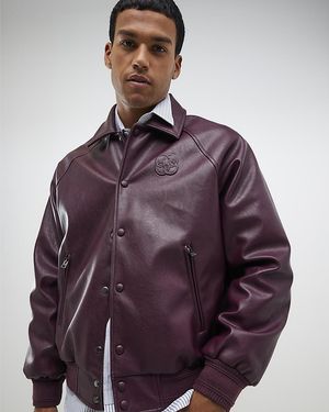 River Island Jacket Stud Pressed Faux Leather Pu - Purple