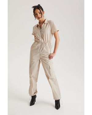 Urban Bliss Daniel Parachute Zip Through Jumpsuit - Natural