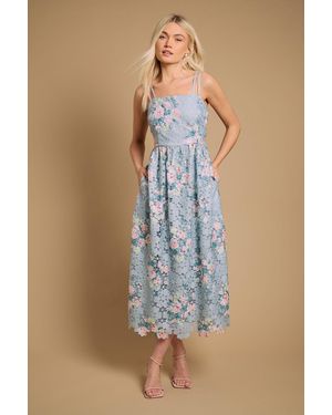 Oasis Lace Fit And Flare Midaxi Dress - Blue