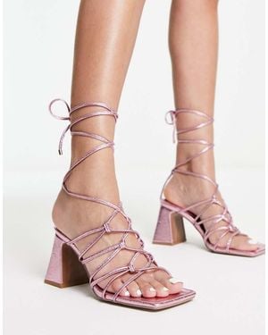 ASOS Helene Knotted Block Heeled Sandals - Pink