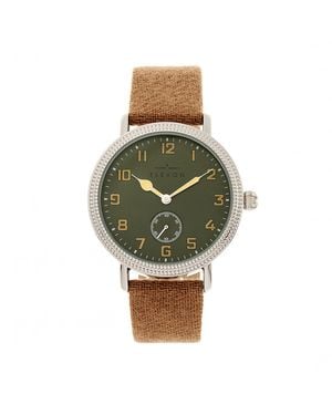 Elevon Watches Northrop Wool-Overlaid Leather-Band Watch - Green