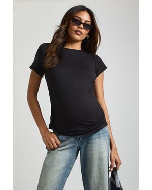 Boohoo Maternity Super Soft Ruched Bump Long Sleeve T-Shirt - Black