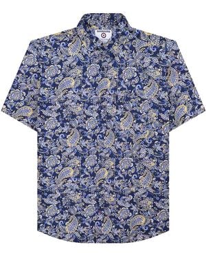 Lambretta Paisley Short-Sleeved Shirt Cotton - Blue