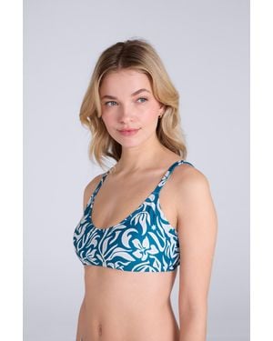 Mountain Warehouse 'Skye' Bralette Bikini Top Chlorine & Salt Water Resistant Stretchy Swimwear - Blue