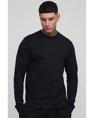 BoohooMAN Tall Regular Fit Long Sleeve Crew Neck T-Shirt - Blue